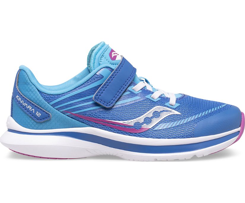 Kids' Saucony Kinvara 12 A/C Sneakers Blue / Pink | Singapore 816PJJQ